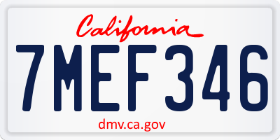CA license plate 7MEF346