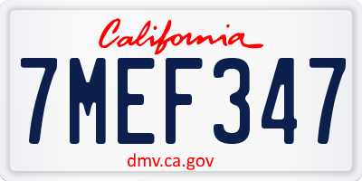 CA license plate 7MEF347