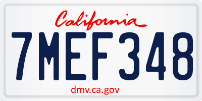 CA license plate 7MEF348