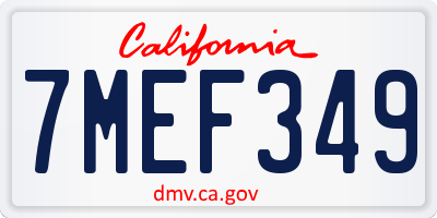 CA license plate 7MEF349