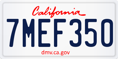 CA license plate 7MEF350