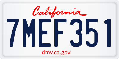 CA license plate 7MEF351