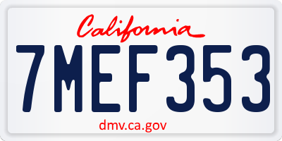 CA license plate 7MEF353