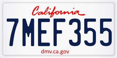 CA license plate 7MEF355