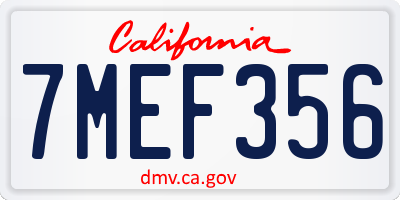 CA license plate 7MEF356