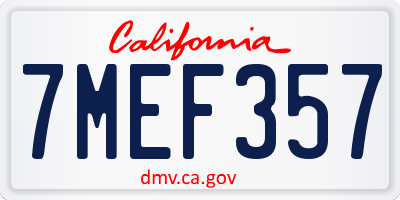 CA license plate 7MEF357