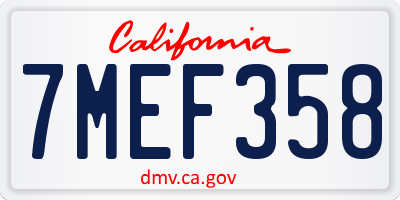 CA license plate 7MEF358