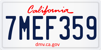 CA license plate 7MEF359