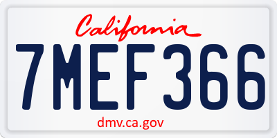 CA license plate 7MEF366