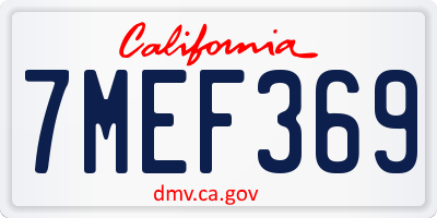 CA license plate 7MEF369