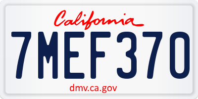 CA license plate 7MEF370