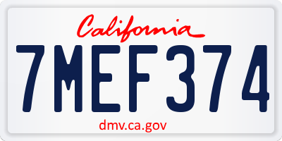 CA license plate 7MEF374