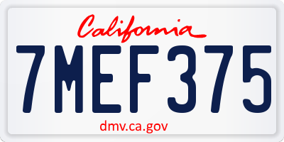 CA license plate 7MEF375