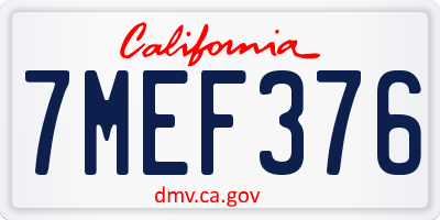 CA license plate 7MEF376