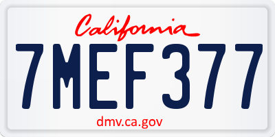 CA license plate 7MEF377