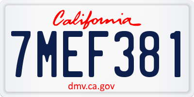 CA license plate 7MEF381