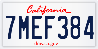 CA license plate 7MEF384