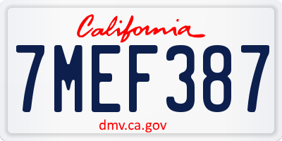 CA license plate 7MEF387
