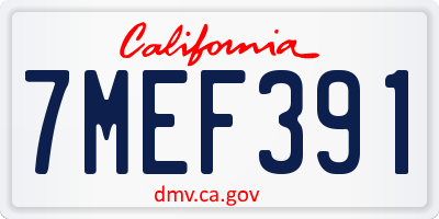 CA license plate 7MEF391