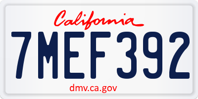 CA license plate 7MEF392