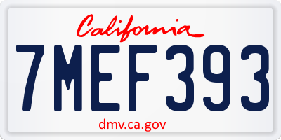 CA license plate 7MEF393
