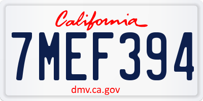 CA license plate 7MEF394