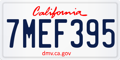 CA license plate 7MEF395