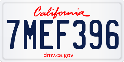 CA license plate 7MEF396