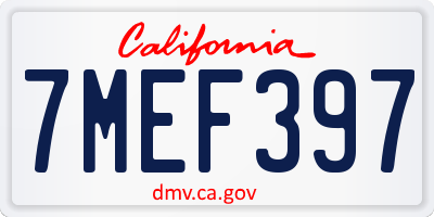 CA license plate 7MEF397