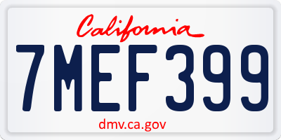 CA license plate 7MEF399