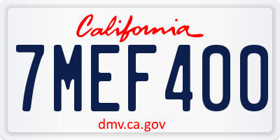 CA license plate 7MEF400