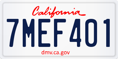 CA license plate 7MEF401