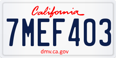 CA license plate 7MEF403