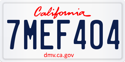 CA license plate 7MEF404