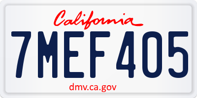 CA license plate 7MEF405