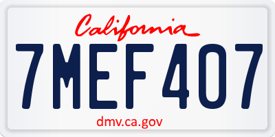 CA license plate 7MEF407