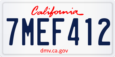CA license plate 7MEF412