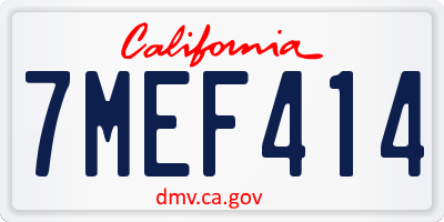 CA license plate 7MEF414