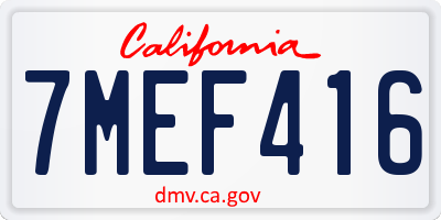 CA license plate 7MEF416