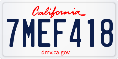 CA license plate 7MEF418