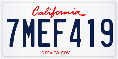 CA license plate 7MEF419