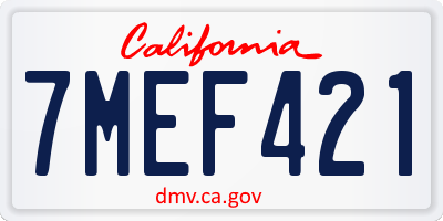 CA license plate 7MEF421