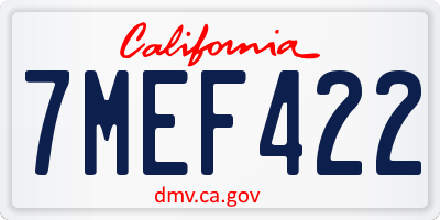 CA license plate 7MEF422
