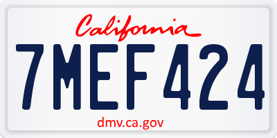 CA license plate 7MEF424