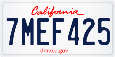 CA license plate 7MEF425