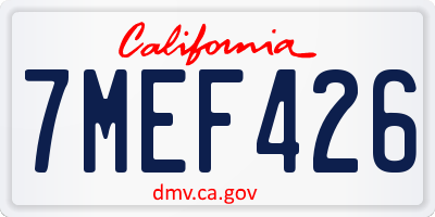 CA license plate 7MEF426