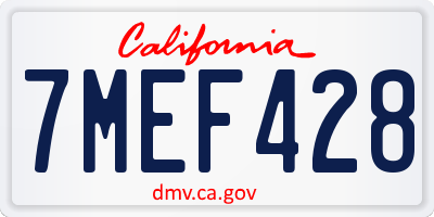 CA license plate 7MEF428