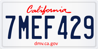 CA license plate 7MEF429