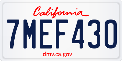 CA license plate 7MEF430