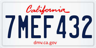 CA license plate 7MEF432